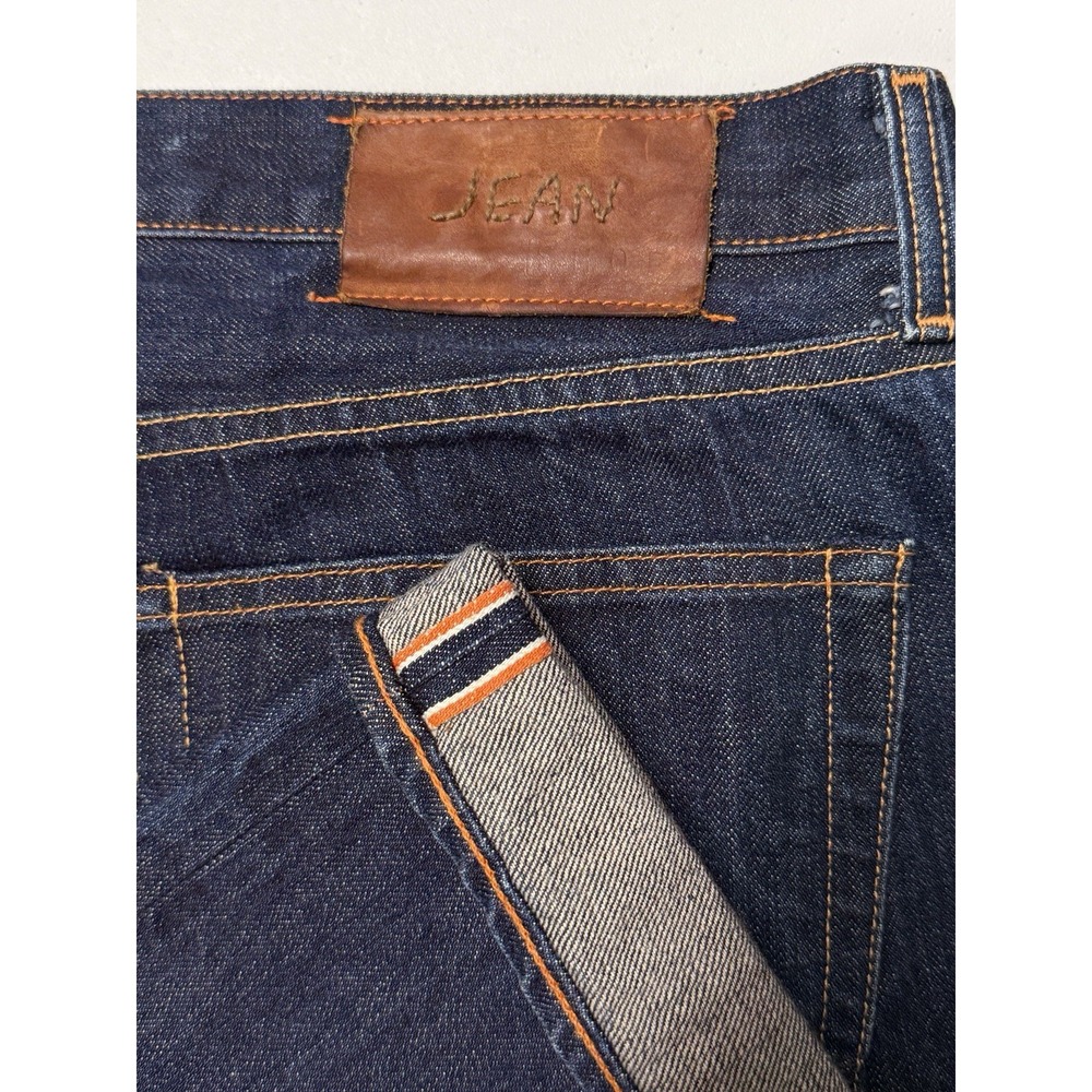 Jean Shop Selvedge Denim Jeans Men's 35 Classic Fit Button Fly Dark Wash